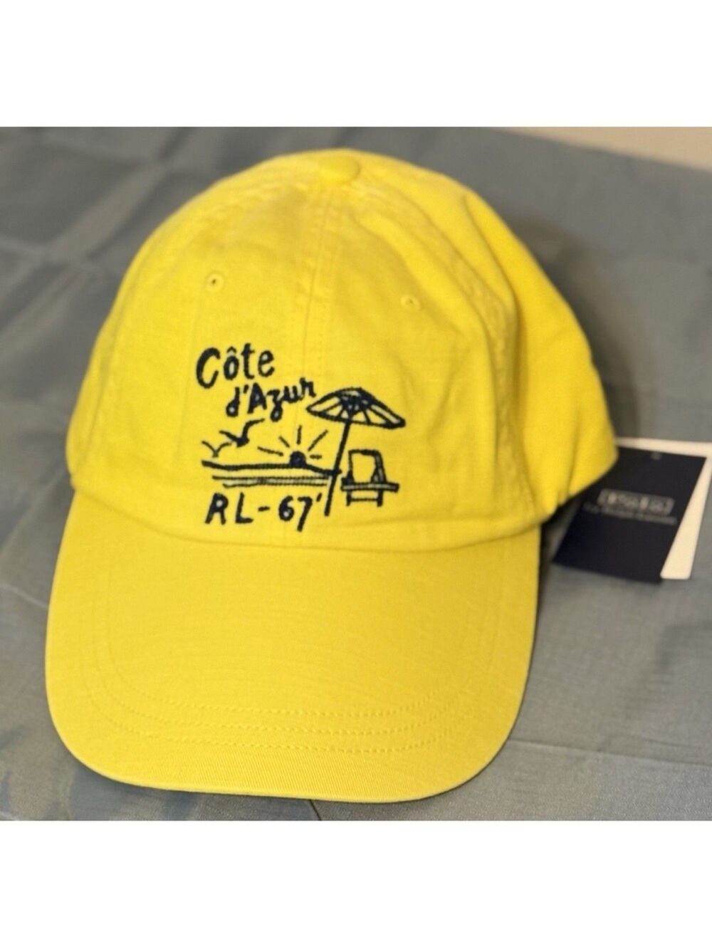 Ralph Lauren Yellow Baseball Cap with Navy Logo Patch unisex